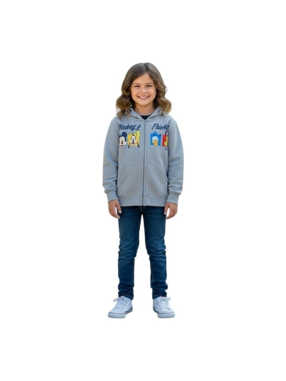 Disney Kid’s XS (4–5) Grey Mickey & Friends Zip-Up Hoodie